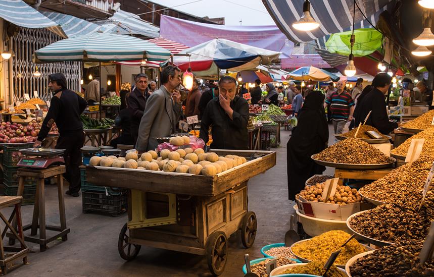 Vendors in the traditional market of Rasht